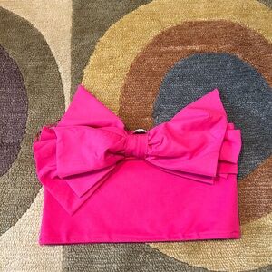 Zara Women Hot Pink Bow Strapless Tube Top Crop Tank Size USA Medium